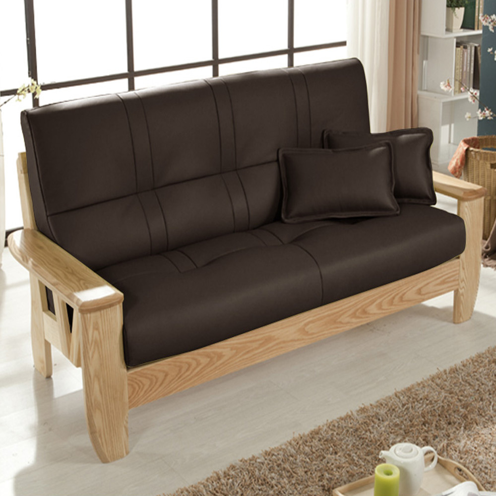 P105 면피가죽 뉴송원목 3인 소파