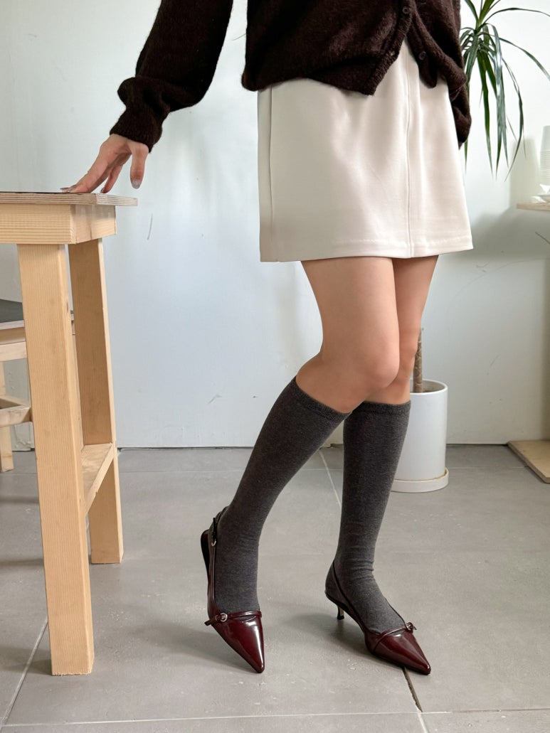 신상🖤타이 랩 버클 스트랩 애나멜 슬링백힐 미들힐샌들 뾰족코 가을신상 버건디구두 4cm(3C) 상세 이미지 14