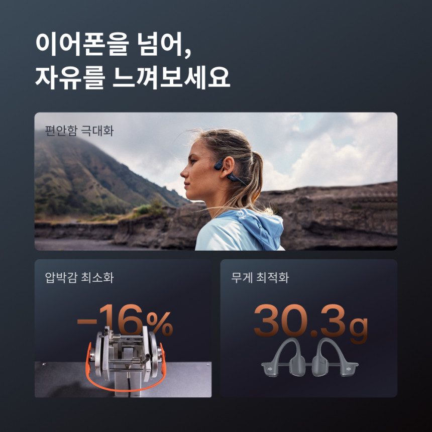 [샥즈 오픈런 프로 2 S820 골전도 헬스 운동 러닝 마라톤 자전거 이어폰 애프터샥 사진 4