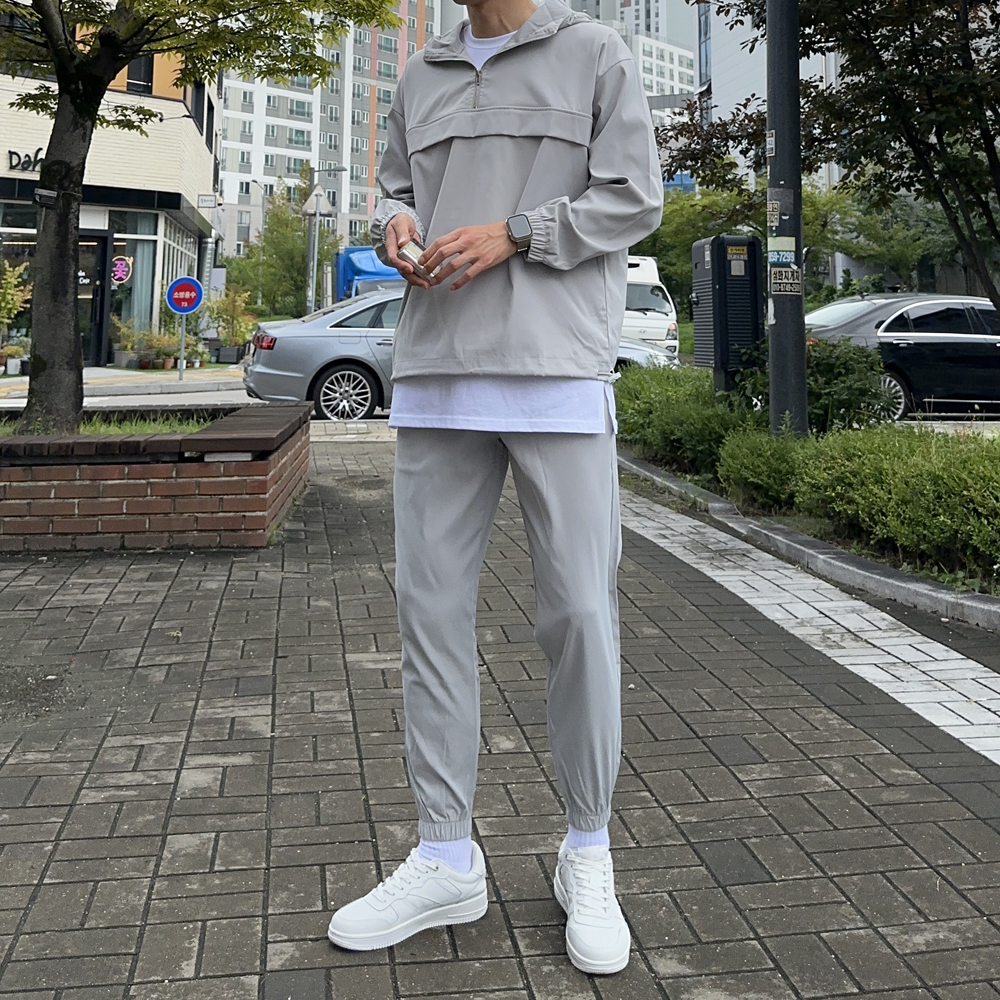 남자 바람막이 아노락 코디 셋업 빅사이즈 자켓 조거 팬츠 - 상세 이미지 4