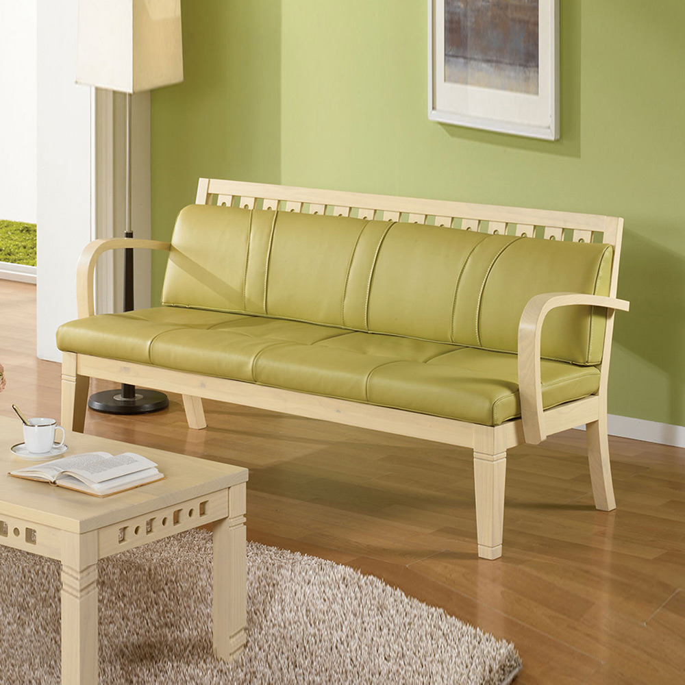 H77K 소나무 원목 PU가죽 3인 소파