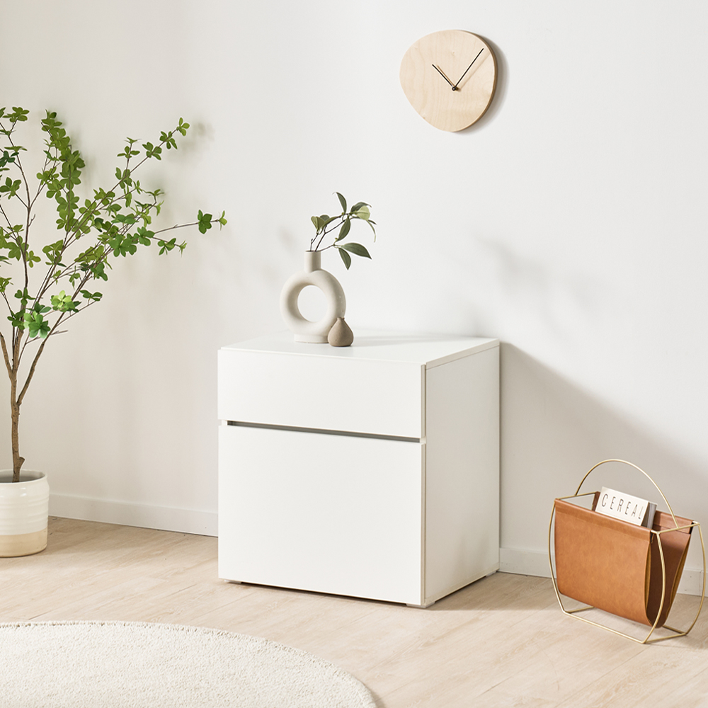 조아 거실장 (서랍형 600/좌측 열림) 화이트 높은 티비다이 tv장 장식장