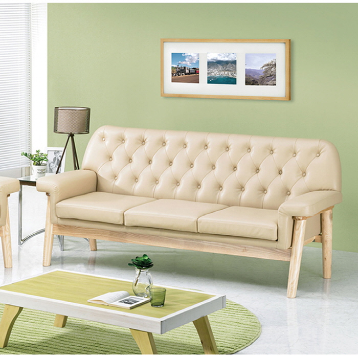 H216K 물푸레원목 3인 소파