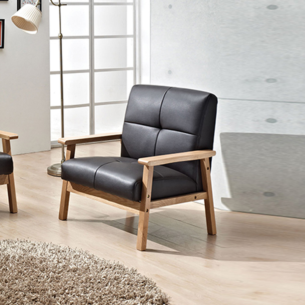 H219K 오크원목 PU가죽 1인 소파