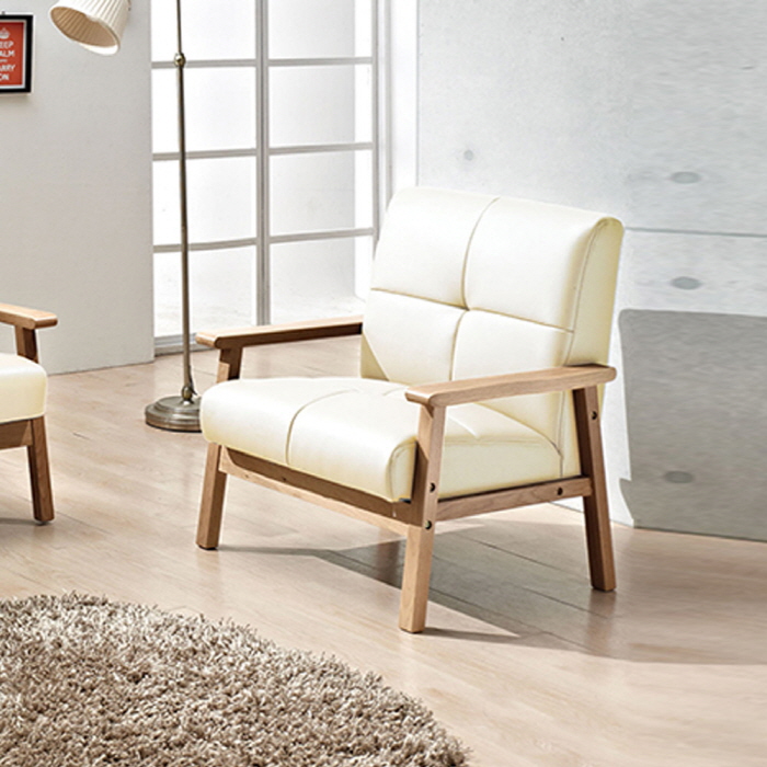 H217K 오크원목 PU가죽 1인 소파