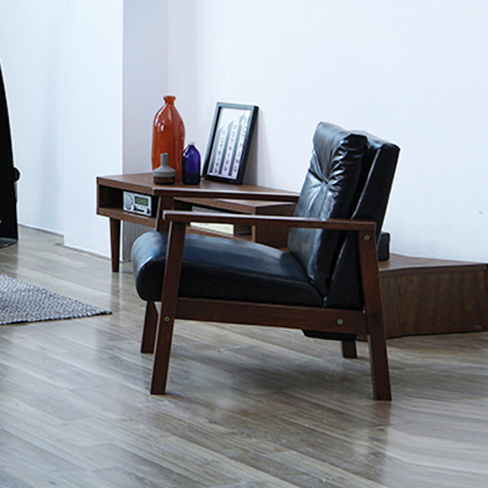 H131K 원목 PU가죽 1인 소파