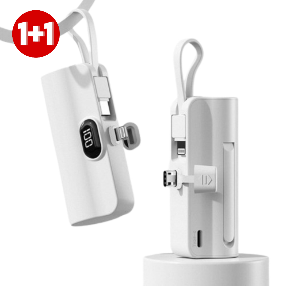 미니 일체형 보조배터리 아이폰 C타입 갤럭시 캠핑 귀여운 LED 배터리잔량표시 1+1