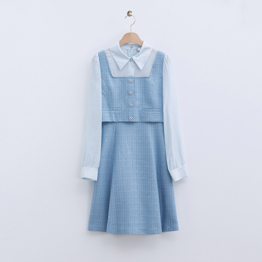로엠 배색 트위드 미니 원피스 RMOWE49S18