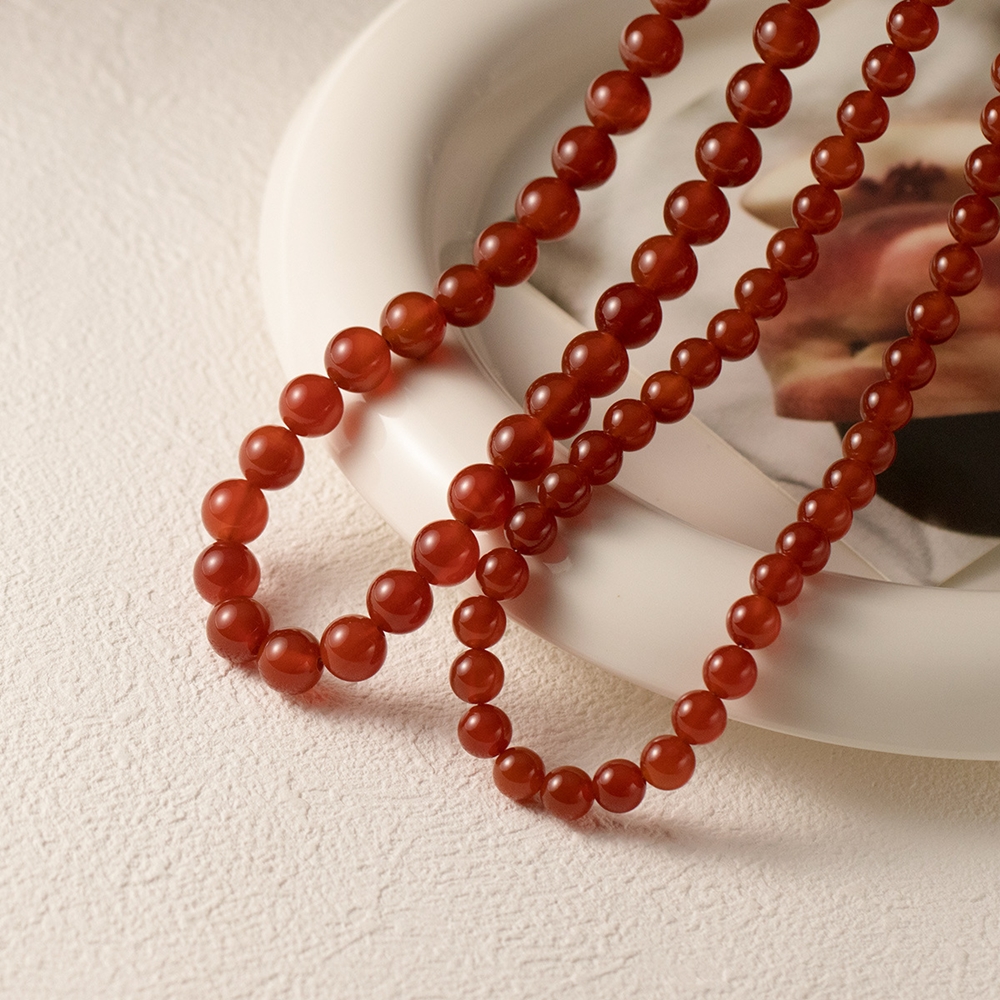 실버 925 레드 원석 레이어드 은목걸이 N100 - 상세 이미지 3