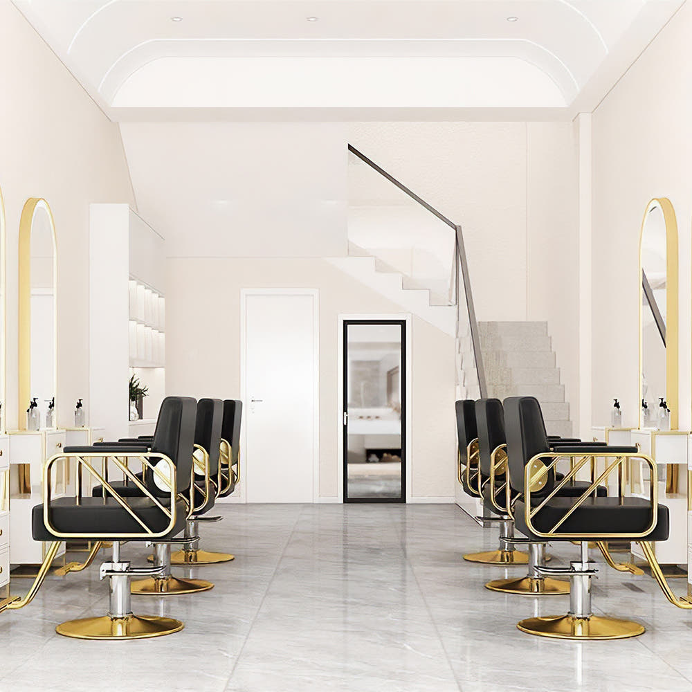 공간녹백 미용실 의자 실버