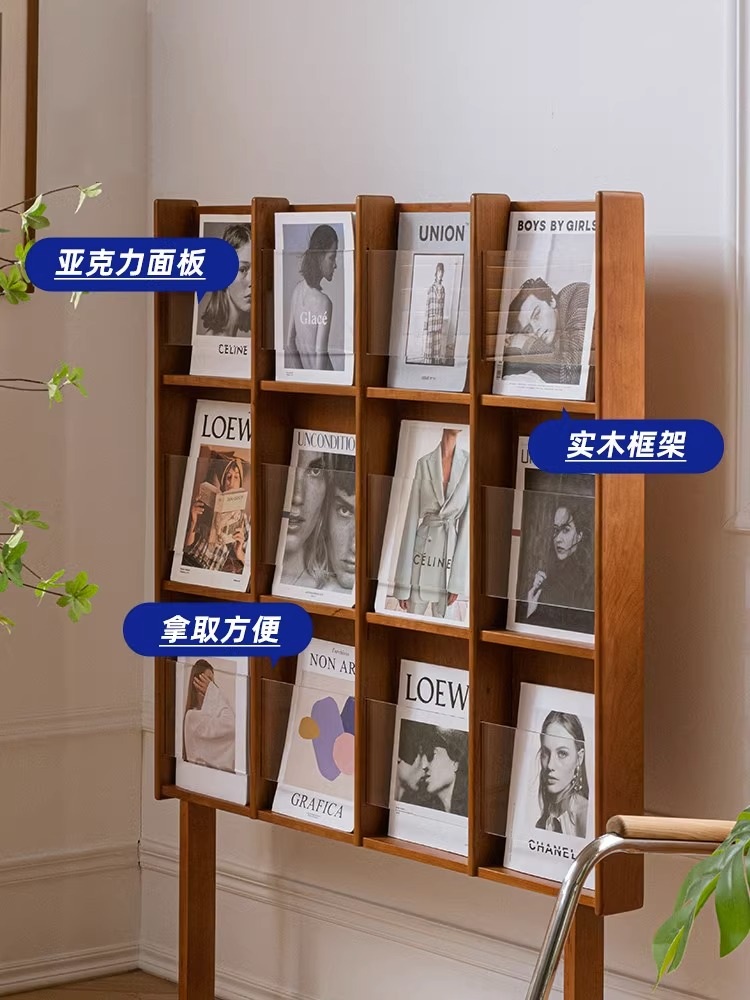 신문가판대 잡지 원목 진열대 디스플레이 나무 도서관 중형 색상 - 상세 이미지 4