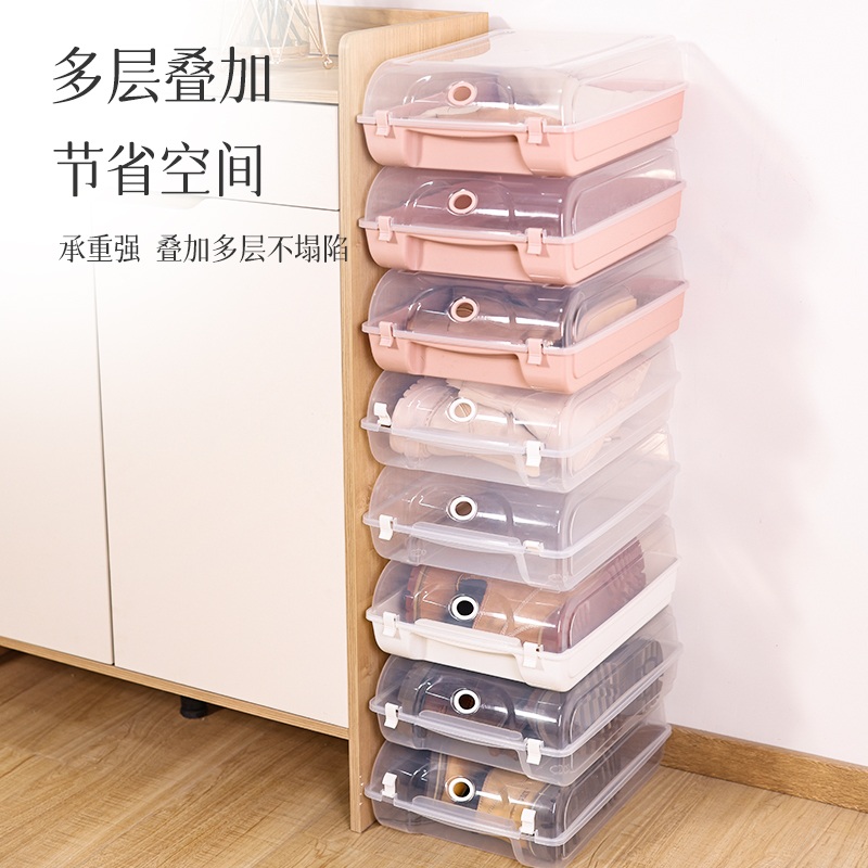 운동화박스 신발상자 부츠 투명 공간절약 플라스틱 보관함 마카 블루 37x29.5x13cm - 상세 이미지 3