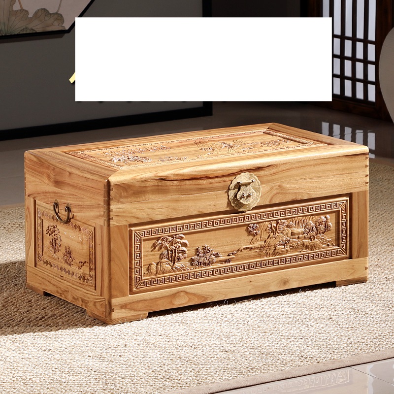 유품 보관함 직사각형 동양 나무 귀중품 전통공예 장례 로그 100X50X46cm 산수화 - 상품 이미지