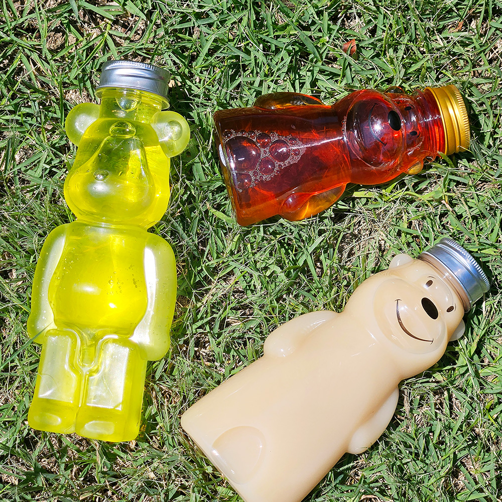 곰돌이 물병 베어 보틀 플라스틱 더치커피 밀크티 음료 커피 병 판다곰 페트병 350ml 이미지 8