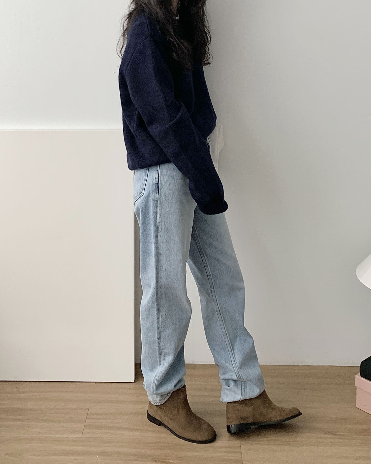 [L당일] 아웃핏 오버청 데님 팬츠 하이웨스트 여성 일자 롱 와이드 진 사계절 연청 중청 청바지 - 상세 이미지 4