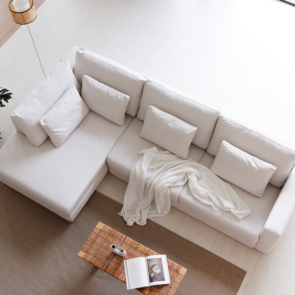 모던홈즈 구스 이지클린 패브릭 4인 코너 카우치 소파