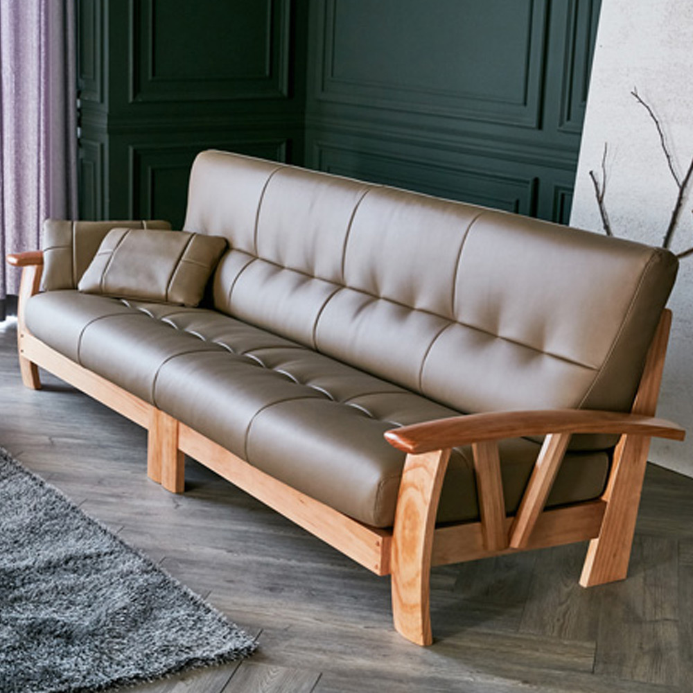 P106 면피가죽 뉴송원목 4인 소파