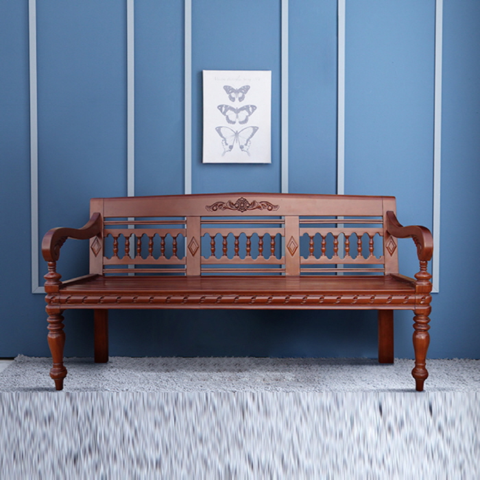 S1K 마호가니 원목 3인 벤치 의자