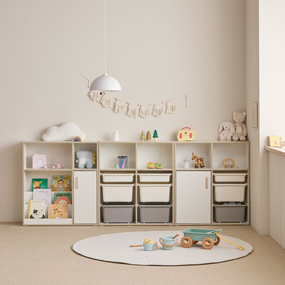 장인가구 뉴피터 950폭 4단 장난감정리함 수납장 (다릿발 제외)