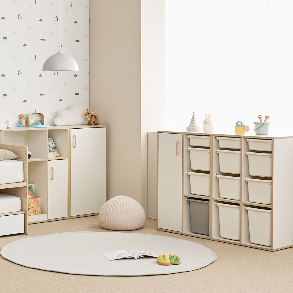 장인가구 뉴피터 720폭 4단 장난감정리함 수납장 (다릿발 제외)