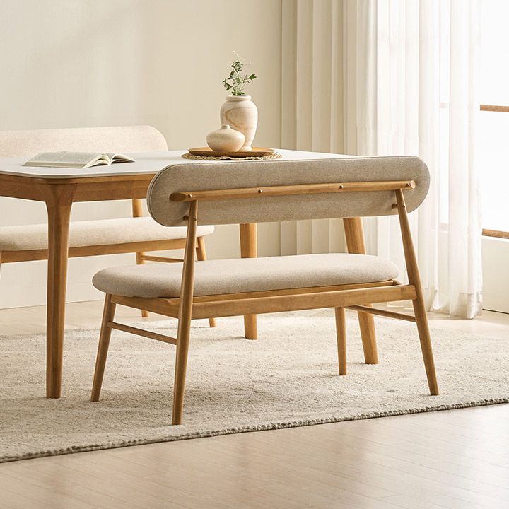 [삼익가구]나폴리 2인용 원목 등받이 벤치