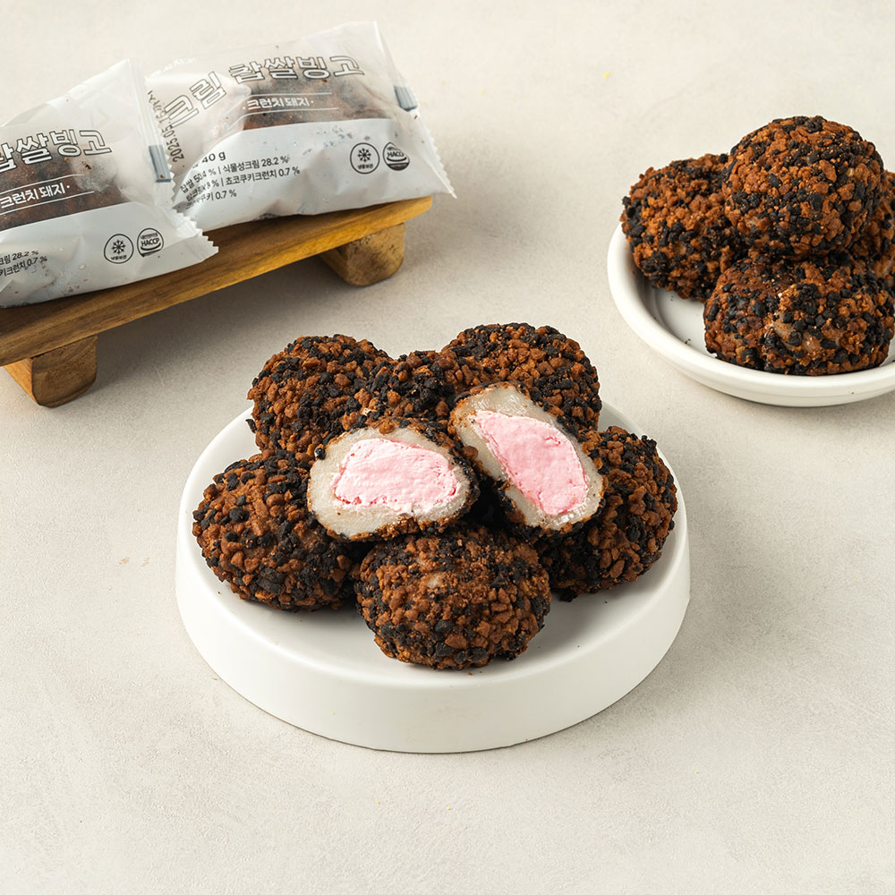 생크림 찹쌀떡 크런치돼지 1상자 40g x 8봉 냉동 모찌 디저트 간식 - 상세 이미지 3