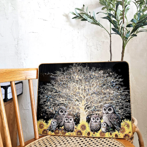 돈들어오는그림 식당개업 집들이 선물 돈나무 부엉이 해바라기 액자 400X300mm, 블랙골드 - 상세 이미지 5