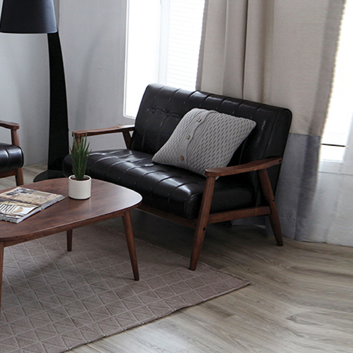 H135K 원목 PU가죽 2인 소파