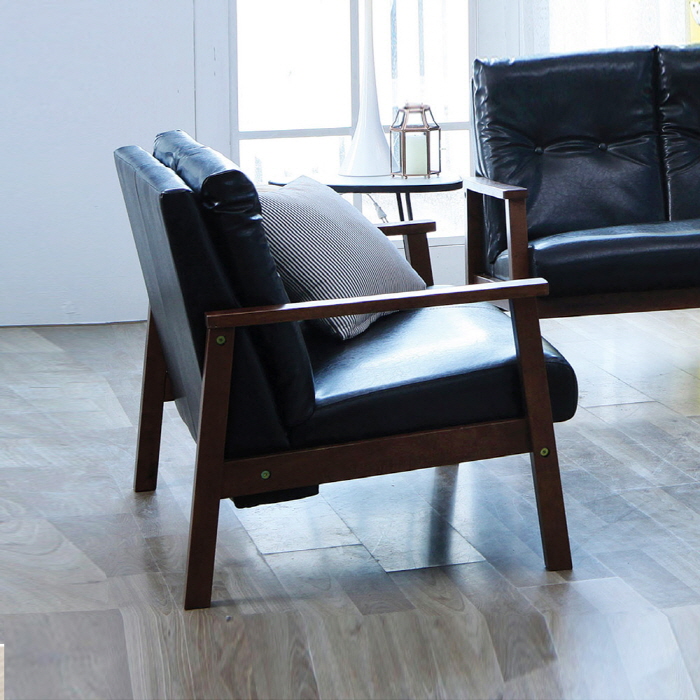 H132K 원목 PU가죽 2인 소파