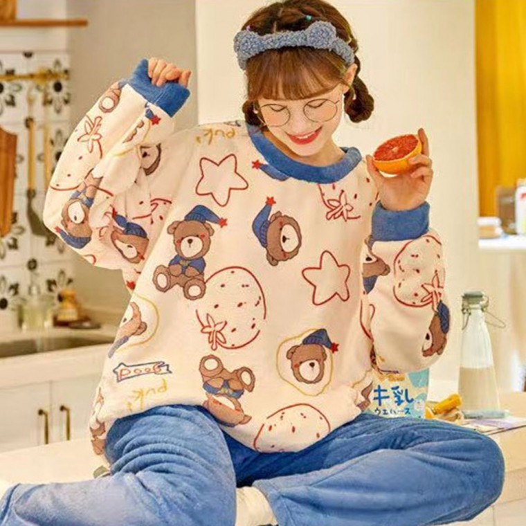 (주식회사비케이)꿈나라 곰 극세사 파자마세트 : 더베스트e샵