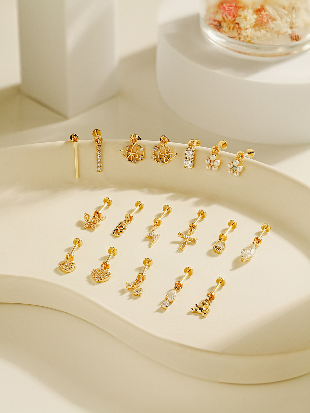 [0.8mm]14K 인터널 히든 헬릭스 드롭 라블렛 피어싱 귀걸이 모음전 이미지 6