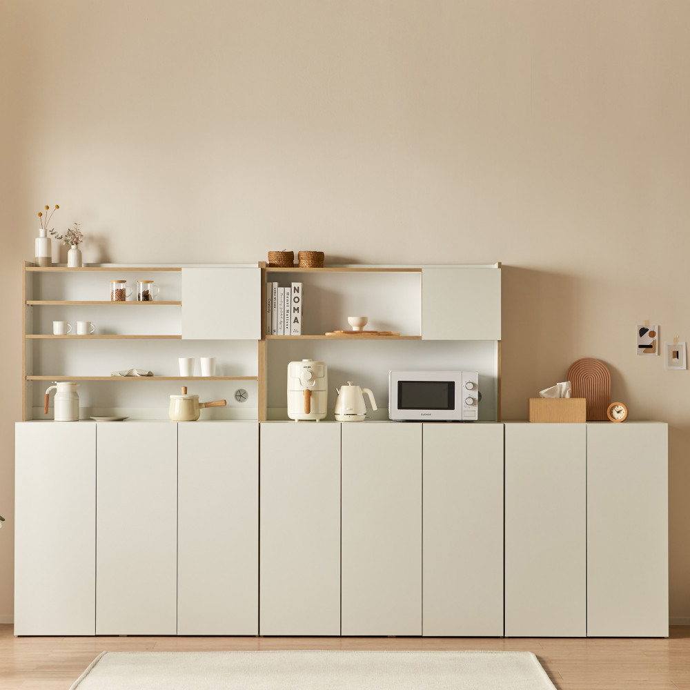 홈카페수납장 그릇장 부엌 홈카페장 하부장 장식장 주방장 12.1200x400x1050mm, 3단, 화이트