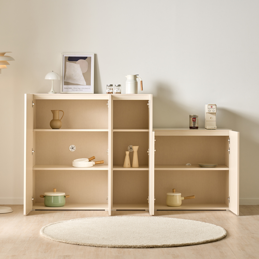 [기본형] 조아 수납장 모듈 다용도 거실 베란다 (더 높은/일반형 800), 3단, 크림화이트