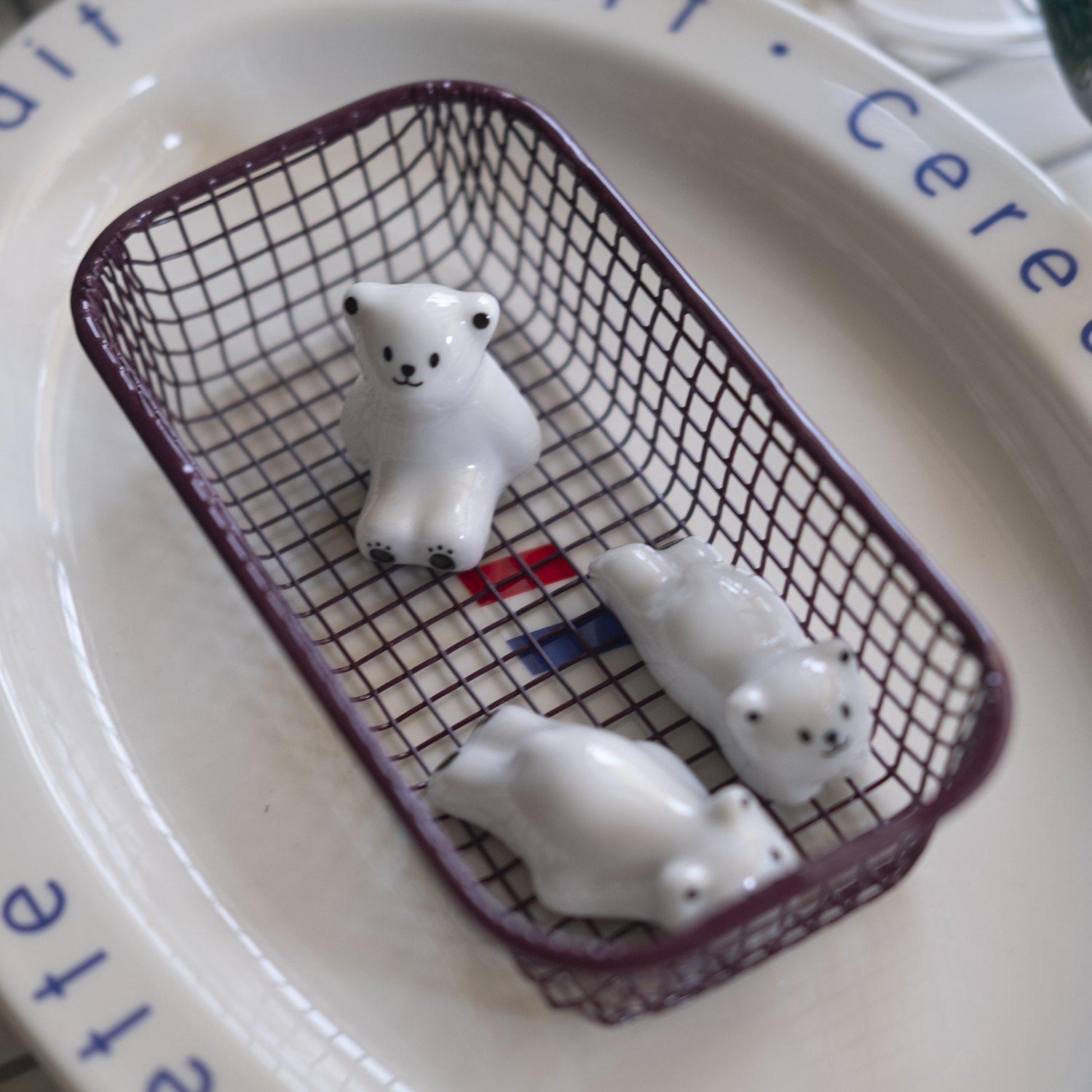 철제 미니 바스켓 직사각 레트로 파스텔톤 주방 화장대 정리 용기