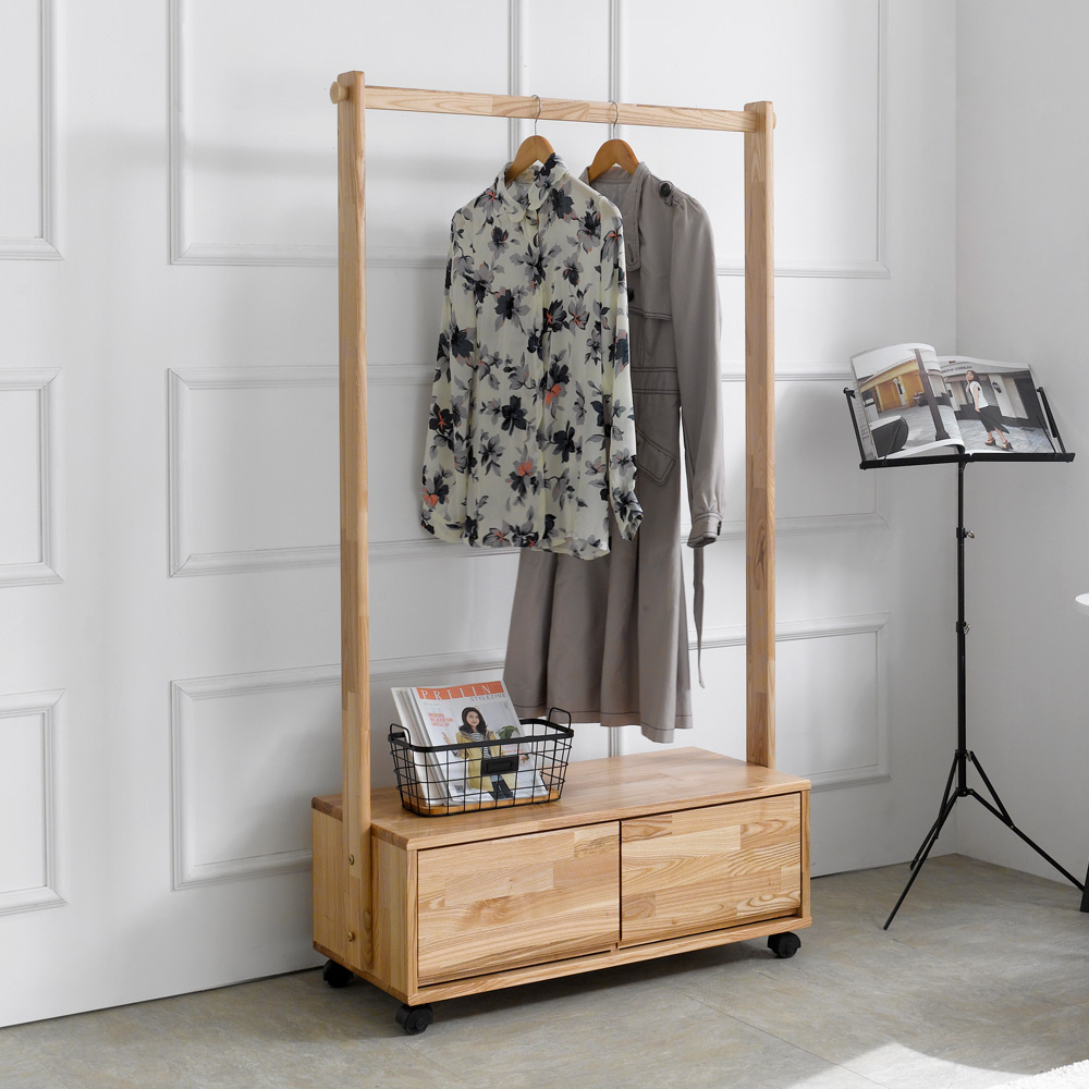 W156애쉬원목 800 이동식 행거