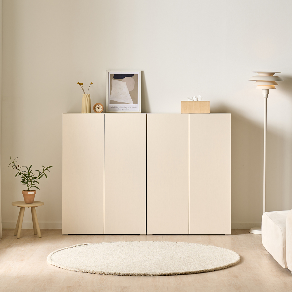 [기본형] 조아 수납장 모듈 다용도 거실 베란다 (더 높은/일반형 800), 3단, 크림화이트