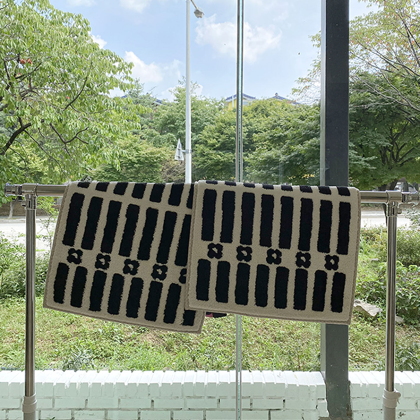 빈티지블록 지아트 리사이클 자카드 발매트 욕실 화장실 논슬립 딥그린, 45x65cm - 상세 이미지 3