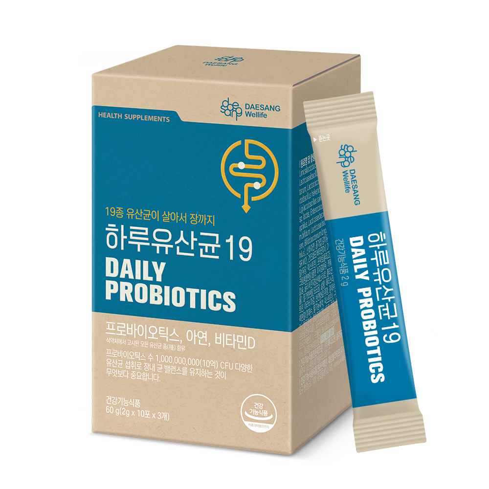 웰라이프 하루유산균 · 아연 비타민D 19종 유산균 30포, 1개 - 상품 이미지