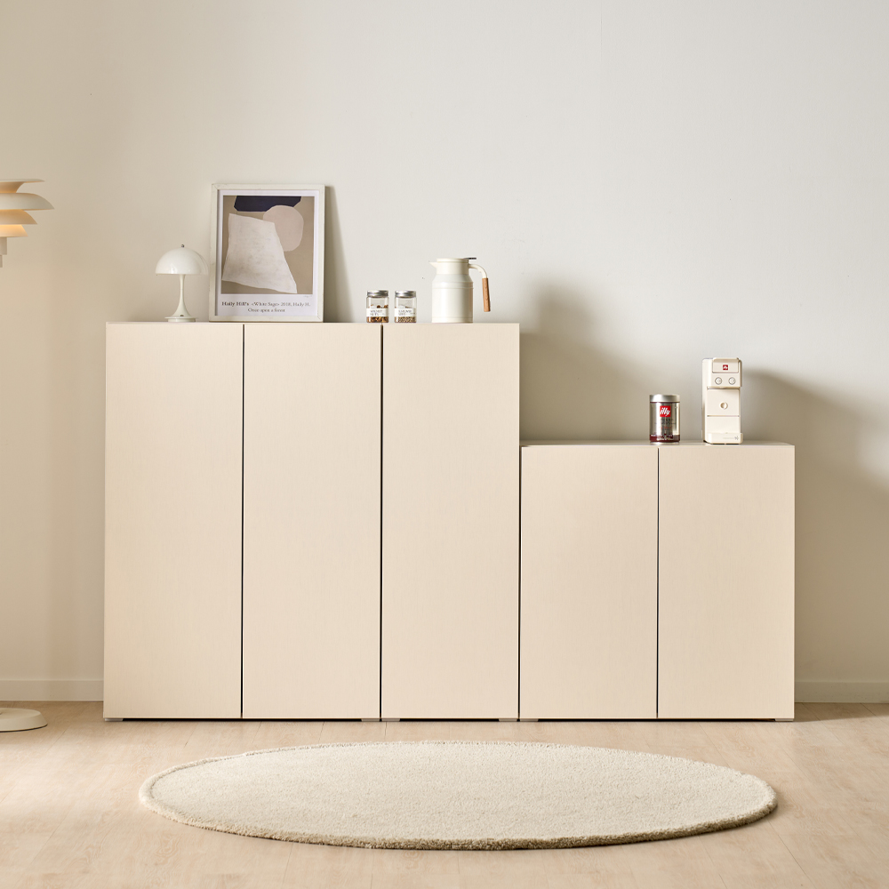 [기본형] 조아 수납장 모듈 다용도 거실 베란다 (더 높은/일반형 800), 3단, 크림화이트