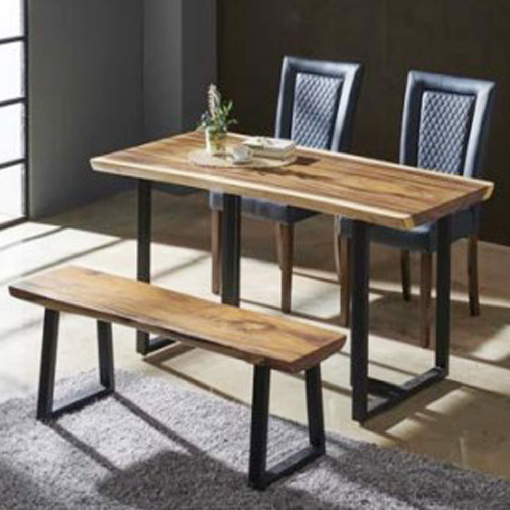 C1GC 보루네오월넛원목4인150 벤치식탁세트 - 메인 이미지