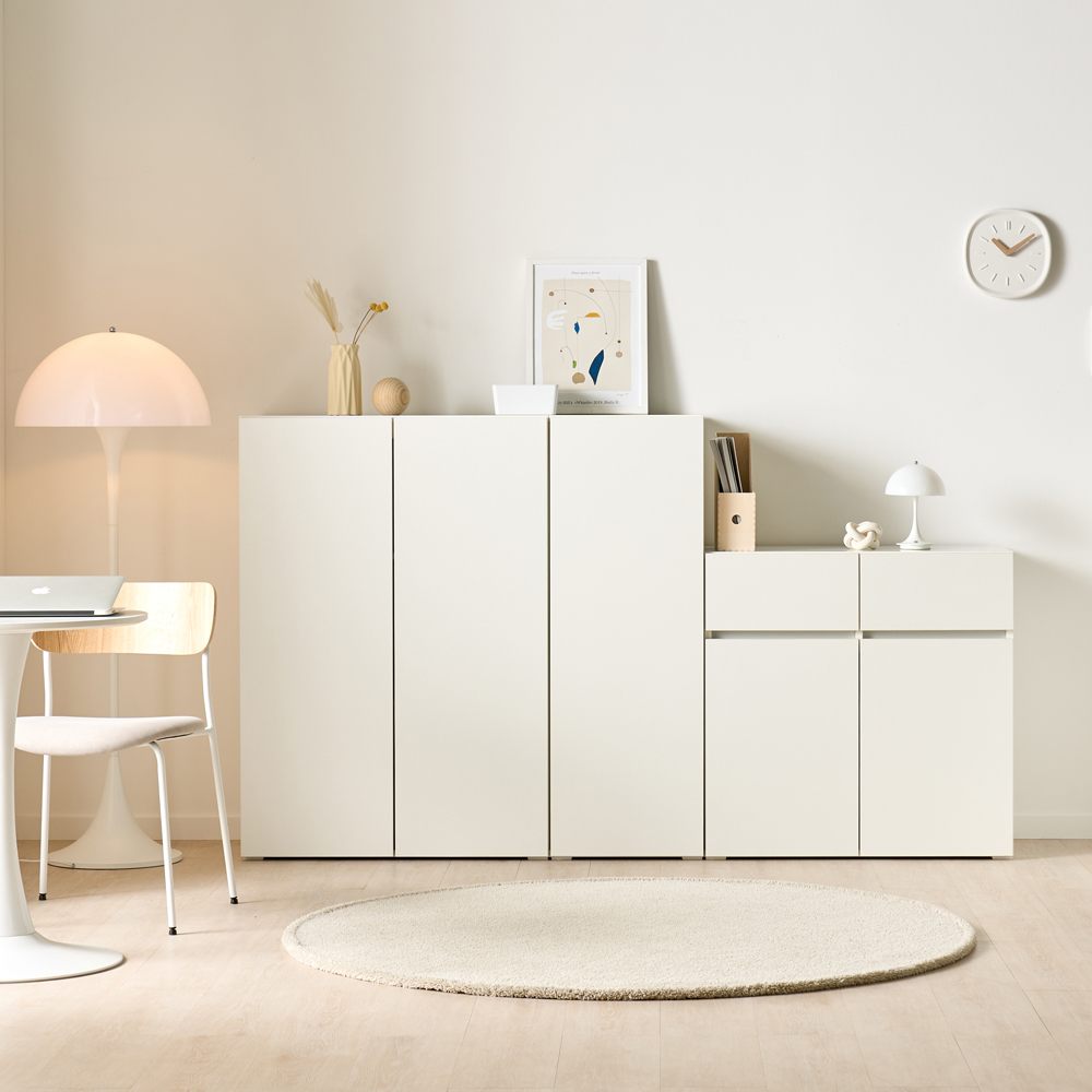 [기본형] 조아 수납장 모듈 다용도 거실 베란다 맘마존 (높은/서랍형 800), 3단, 화이트