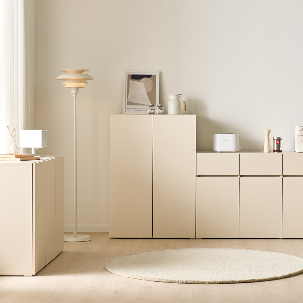 [기본형] 조아 수납장 모듈 다용도 거실 베란다 맘마존 (높은/서랍형 800), 3단, 크림화이트