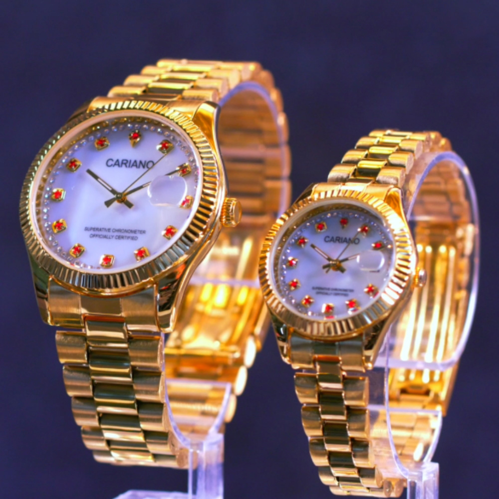 카리아노 프리미엄 24K 금장시계 10주년 도금 남성용 여성 손목시계 세이코 무브먼트