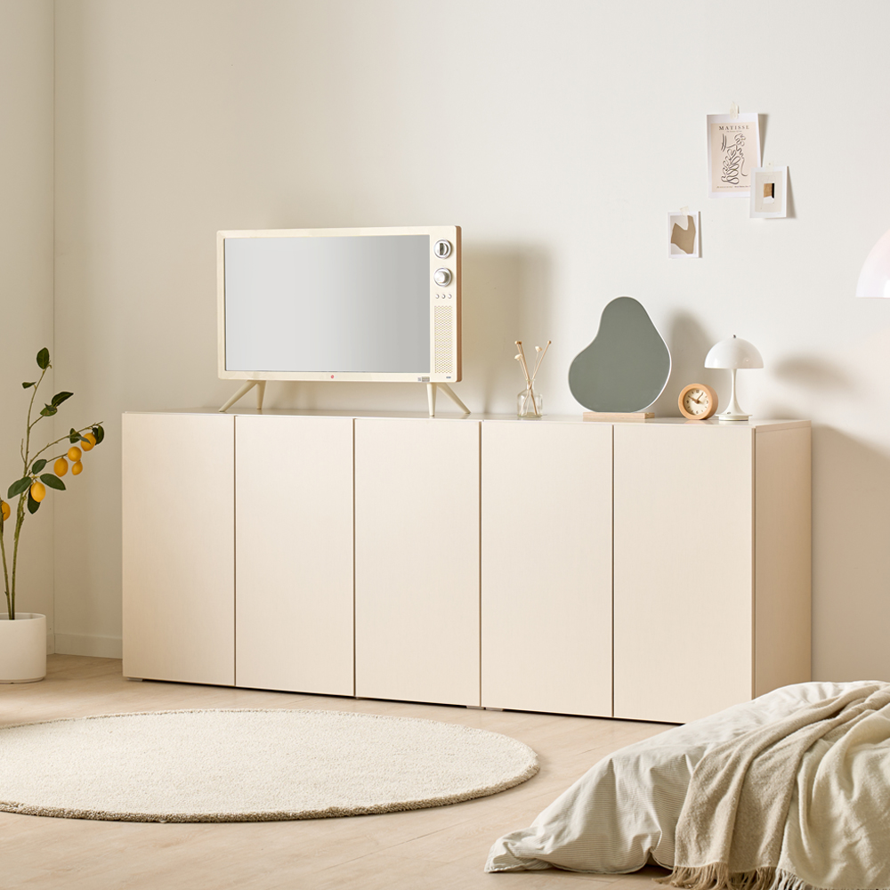 [기본형] 조아 수납장 모듈 다용도 거실 베란다 맘마존 (높은/일반형 800), 2단, 크림화이트