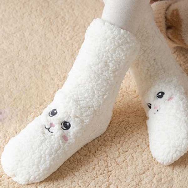 귀여운 두툼한 따뜻한 양말 양털 후리스 기모 보온 임산부 셰르파 쉐르파 롱 장목 - 메인 이미지