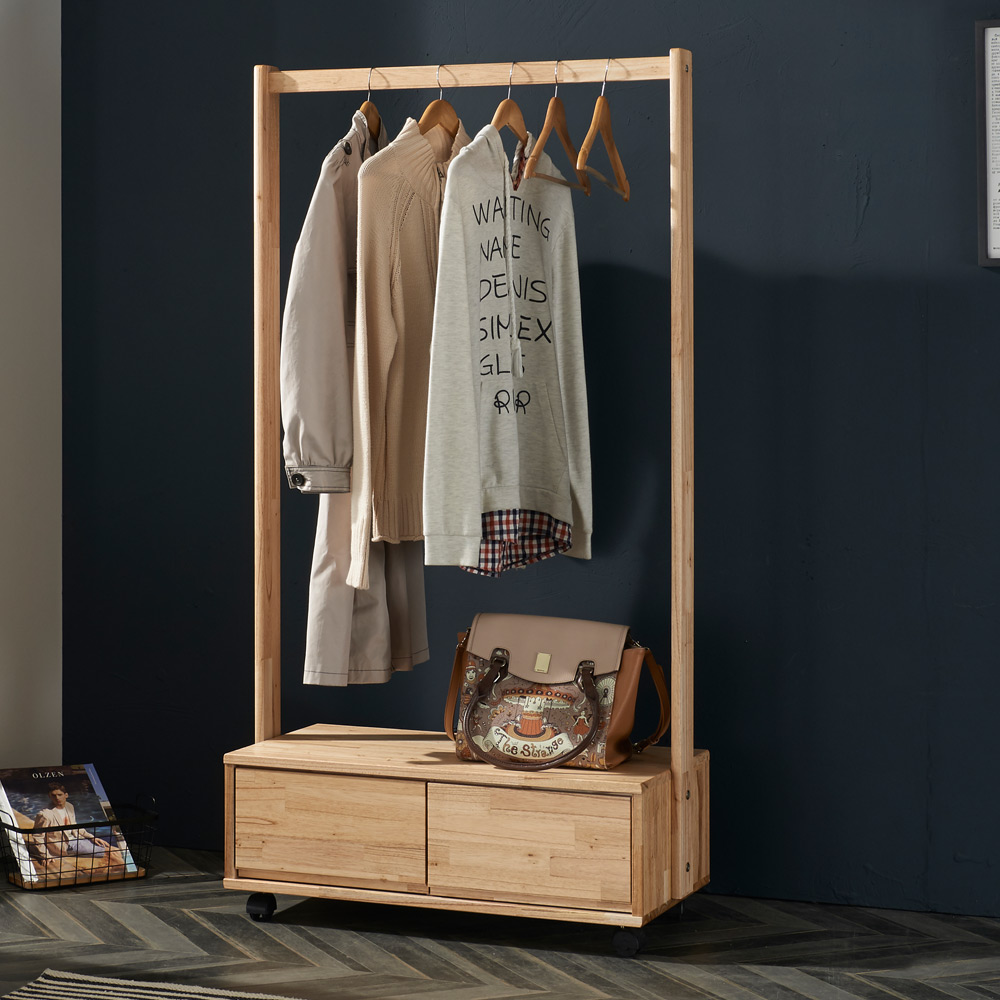 W153참죽원목 800 이동식 행거