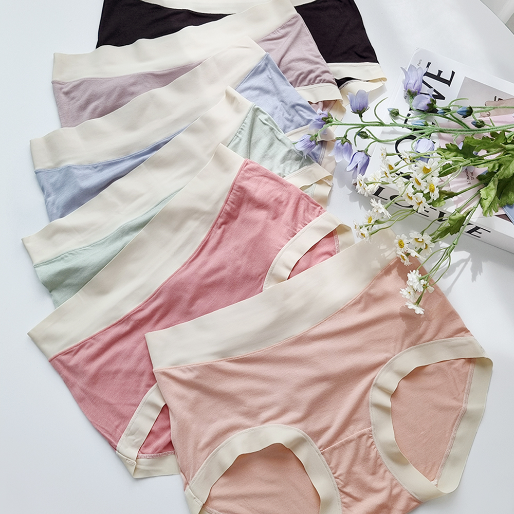 핑크앤다이아 6매세트 모달 심리스 하이웨스트 배색팬티 누디 노라인 스판 여성팬티 제품 이미지