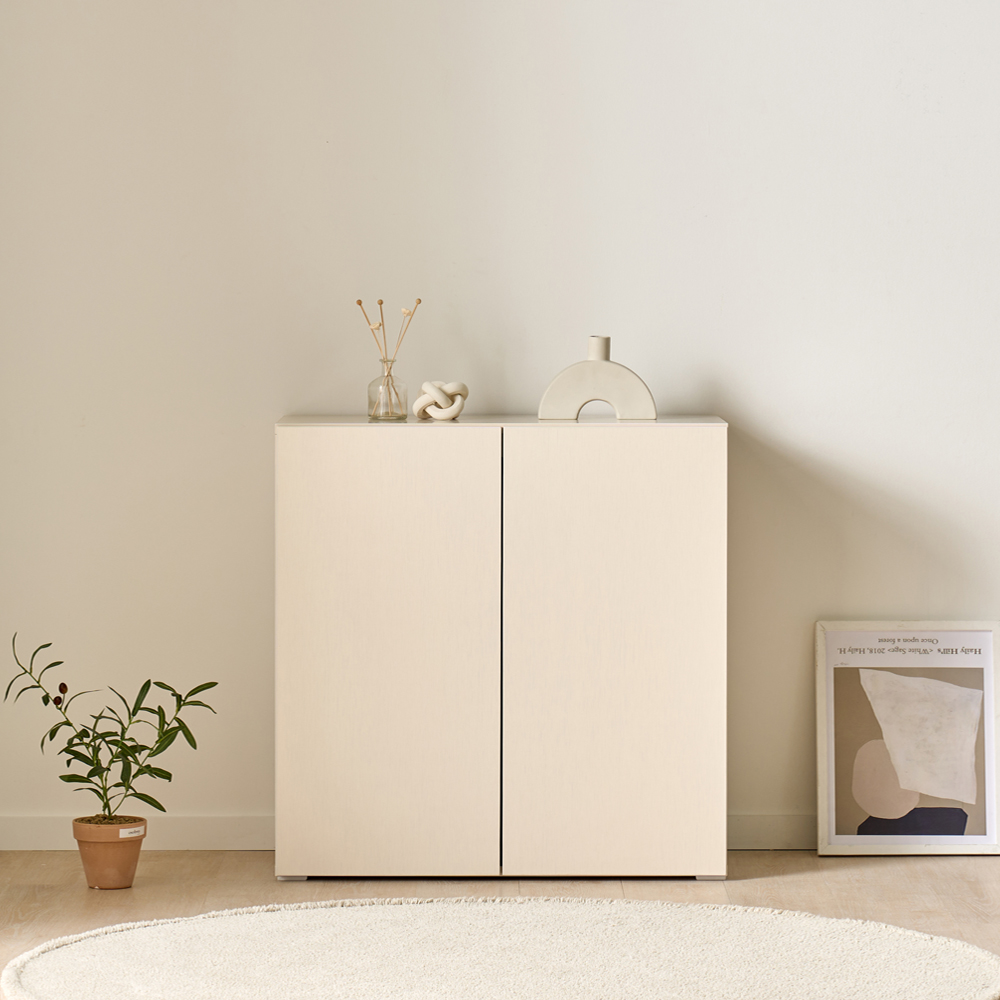 [기본형] 조아 수납장 모듈 다용도 거실 베란다 맘마존 (높은/일반형 800), 2단, 크림화이트