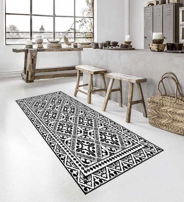 베이자플로우 PVC 러그 - 플로르드리스 블랙앤화이트 180 x 260 cm