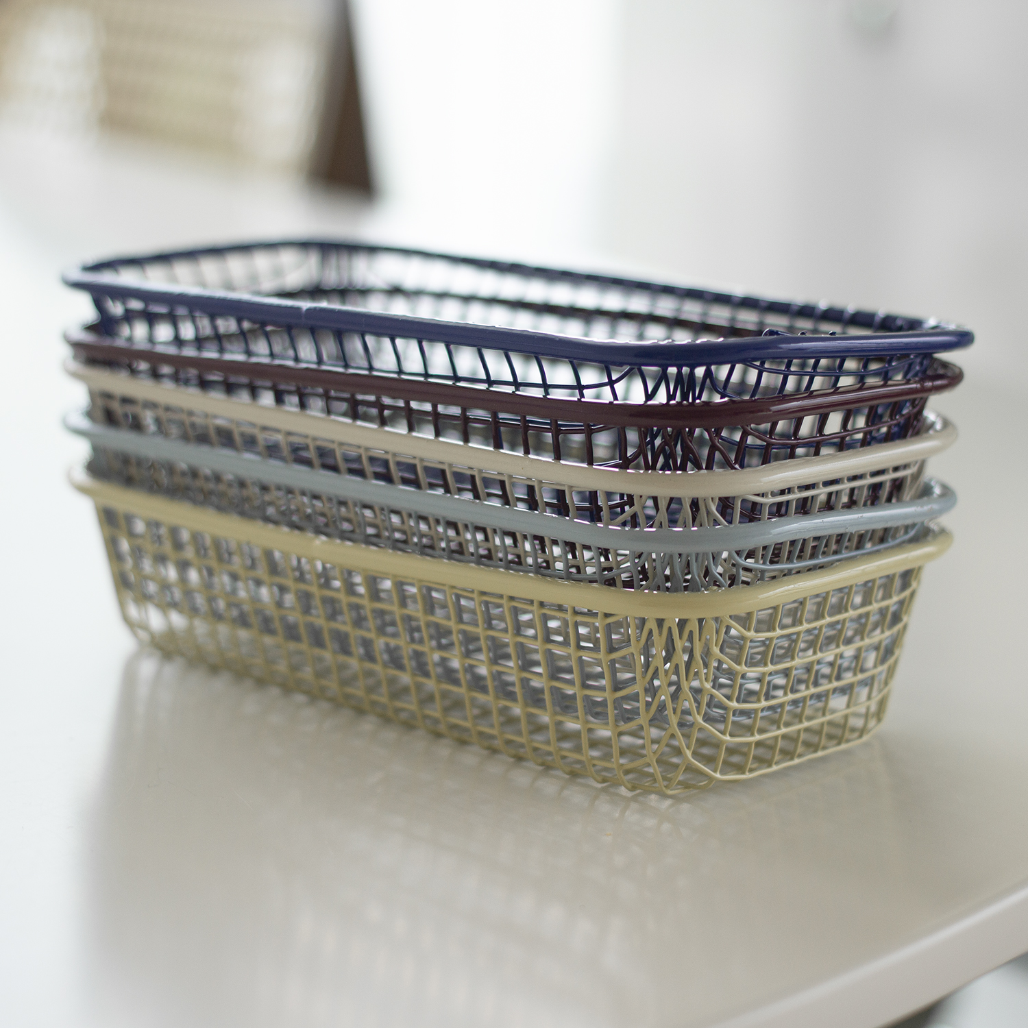 철제 미니 바스켓 직사각 레트로 파스텔톤 주방 화장대 정리 용기